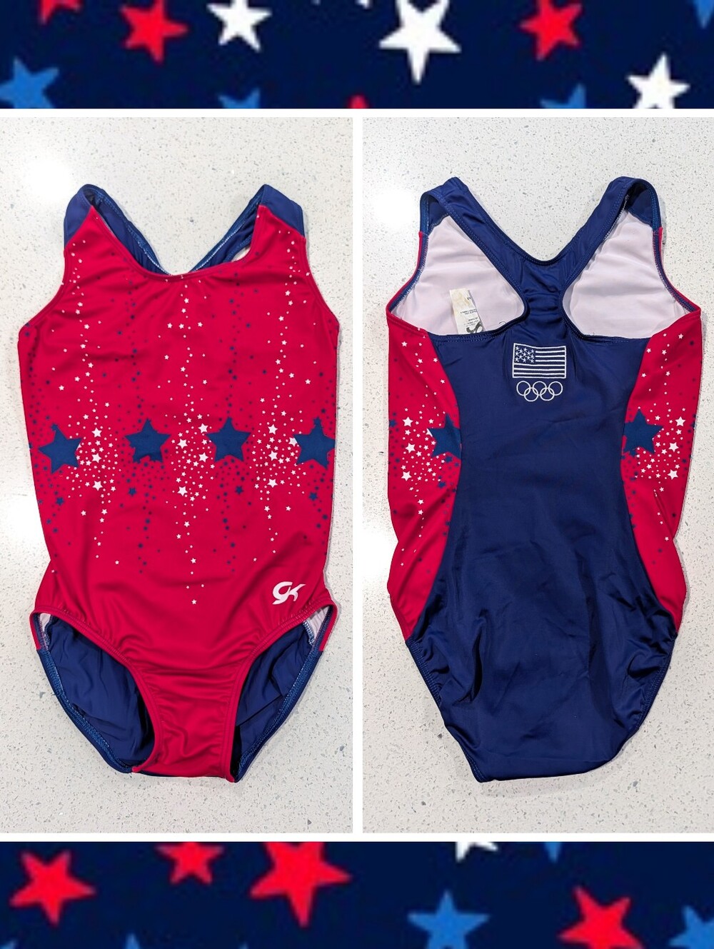 OFFICIAL TEAM USA GK Elite Gymnastics Leotard AS Adult Small OLYMPIC REPLICA